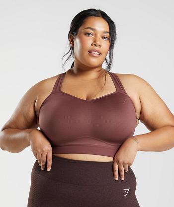 Dámské Sportovní Podprsenky Gymshark Racerback High Support Růžové Hnědé | CZ 3453OKI
